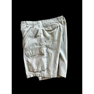 Vintage‎ Y2K Tapout Shorts Cargo Sz 36 Khaki Embroidered Logo Side MMA 2000's